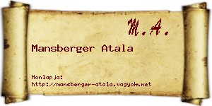 Mansberger Atala névjegykártya